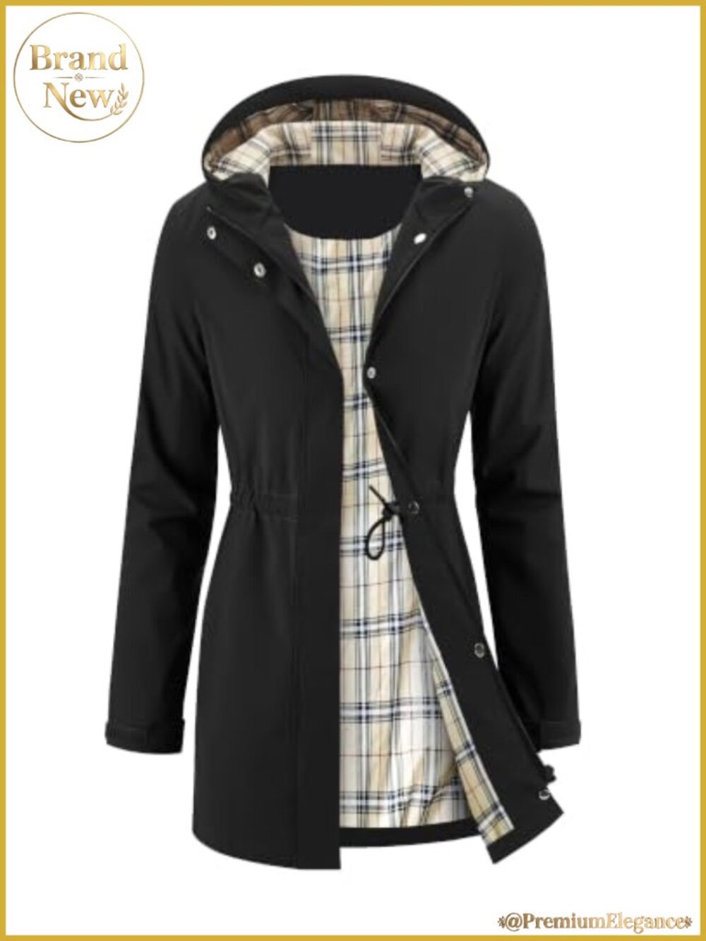 Women's Long Rain Jacket Waterproof Packable Hooded Windbreaker